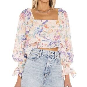 Amanda Uprichard Kade Crop Top Blouse Floressence Multicolor Floral Size Small